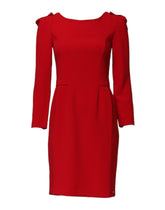 Armani Exchange Red Above Knee Long Sleeves Sheath Dress